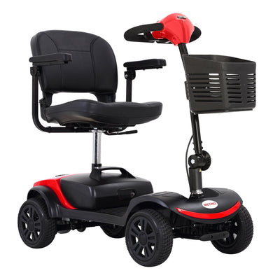 Segmart 4 Wheel Powered Wheelchair, Outdoor Long Range Travel Mobility Scooter with Detachable Basket, Handicap Senior Mobility Scooters with Control Panel, Maximum Speed 5 Mph, 265 lbs, Lite Red, SS558