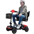 Segmart® Collapsible Electric Scooter, Heavy Duty Handicap Electric Mobility Scooter with 4 Wheel, Sliding Swivel Seat with Flip-Up Armrests for Senior Handicapped, Easy Assembly, 265 lbs, Lite Red, SS5682