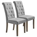 Beige Tufted Dining Chairs Set of 2, Upholstered High Back Padded Dining Chairs w/Solid Wood Legs, Classic Fabric Linen Dining Side Chair, for Home/Kitchen/Living Room/Party, S12493