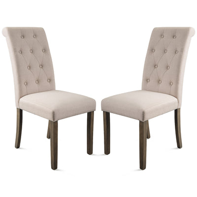SEGMART Parsons Dining Chairs Set of 2, Upholstered Tufted Fabric High Back Padded Dining Chairs w/Solid Wood Legs, S03