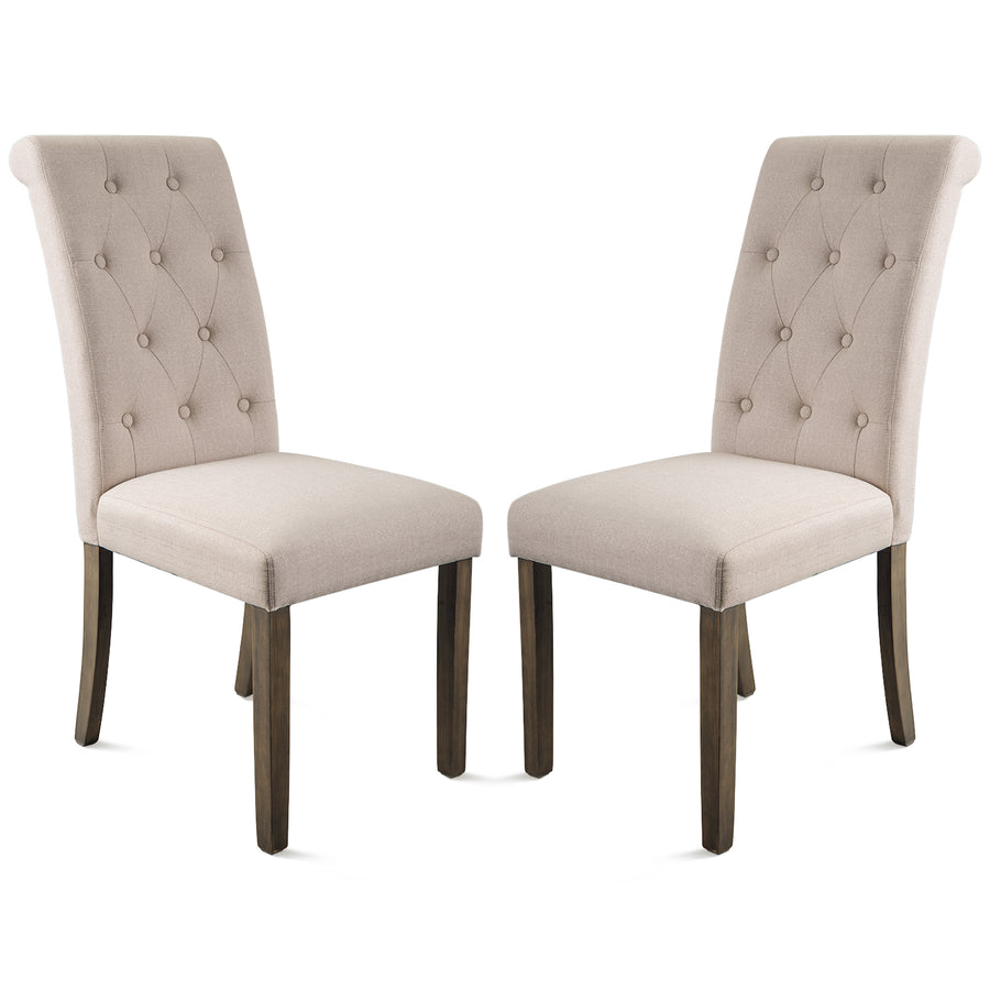 SEGMART Parsons Dining Chairs Set of 2, Upholstered Tufted Fabric High Back Padded Dining Chairs w/Solid Wood Legs, S03