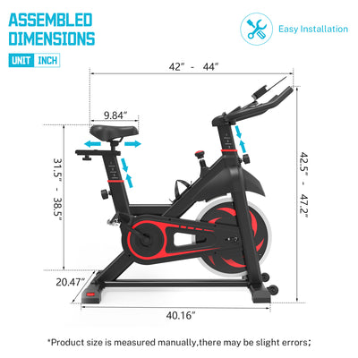 Stationary Indoor Cycling Bike, Professional Trainer Exercise Bicycle w/Transport Wheels, LED Display, Cup Holder, Soft Saddle, Adjustable Handlebar and Seat Exercise Equipment, 330 lbs, S5873