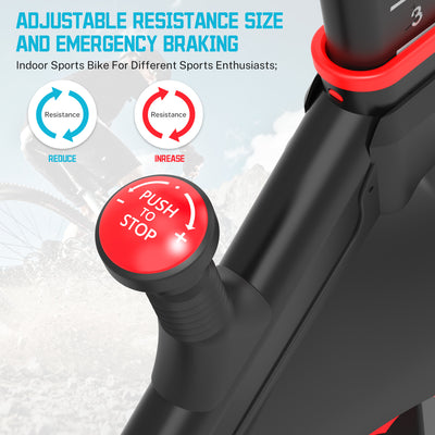 Stationary Indoor Cycling Bike, Professional Trainer Exercise Bicycle w/Transport Wheels, LED Display, Cup Holder, Soft Saddle, Adjustable Handlebar and Seat Exercise Equipment, 330 lbs, S5873