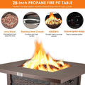 SEGMART 28'' Gas Fire Pit Table, 40000 BTU Auto-Ignition Fire Pit Table with Lid & Lava Rock, Control Knob, S10