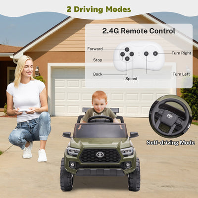 Ride On Kids Truck Car, Segmart Licensed Toyota Tacoma 12 Volt Electric 4 Trie Vehicle with Remote Control, 2 Speeds, 2 LED Headlights, Brakes and Gas Pedal, AUX, Black, SS2610