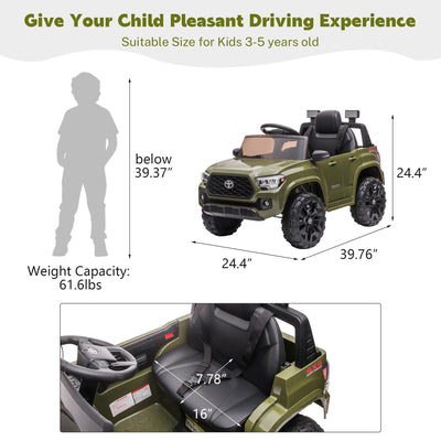 Ride On Kids Truck Car, Segmart Licensed Toyota Tacoma 12 Volt Electric 4 Tries Vehicle with Remote Control, 2 Speeds, 2 LED Headlights, Brakes and Gas Pedal, AUX, Grey, SS2650