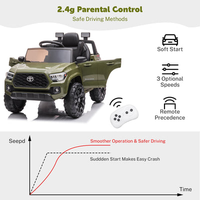Ride On Kids Truck Car, Segmart Licensed Toyota Tacoma 12 Volt Electric 4 Trie Vehicle with Remote Control, 2 Speeds, 2 LED Headlights, Brakes and Gas Pedal, AUX, Blue, SS2630