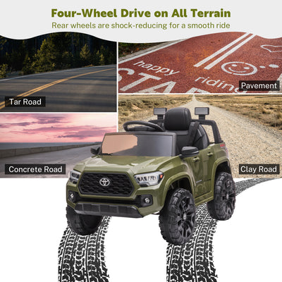 Ride On Kids Truck Car, Segmart Licensed Toyota Tacoma 12 Volt Electric 4 Tries Vehicle with Remote Control, 2 Speeds, 2 LED Headlights, Brakes and Gas Pedal, AUX, Grey, SS2650