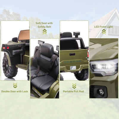 Ride On Kids Truck Car, Segmart Licensed Toyota Tacoma 12 Volt Electric 4 Trie Vehicle with Remote Control, 2 Speeds, 2 LED Headlights, Brakes and Gas Pedal, AUX, Black, SS2610