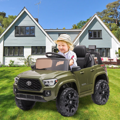 Ride On Kids Truck Car, Segmart Licensed Toyota Tacoma 12 Volt Electric 4 Tries Vehicle with Remote Control, 2 Speeds, 2 LED Headlights, Brakes and Gas Pedal, AUX, White, SS2600