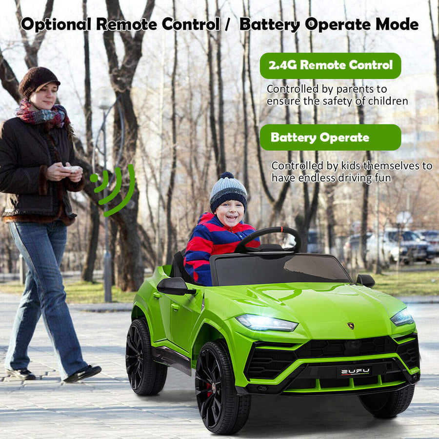 Kids Electric Cars for Backyard, Licensed Lamborghini Ride-on Toy, 12V Rechargeable Battery Electric 4 Wheels Car with Remote Control, Horn, Radio, USB Port, Spring Suspension, LED Light, Blue, SS2461