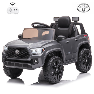 Ride On Kids Truck Car, Segmart Licensed Toyota Tacoma 12 Volt Electric 4 Tries Vehicle with Remote Control, 2 Speeds, 2 LED Headlights, Brakes and Gas Pedal, AUX, Grey, SS2650