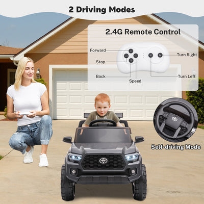 Ride On Kids Truck Car, Segmart Licensed Toyota Tacoma 12 Volt Electric 4 Tries Vehicle with Remote Control, 2 Speeds, 2 LED Headlights, Brakes and Gas Pedal, AUX, White, SS2600