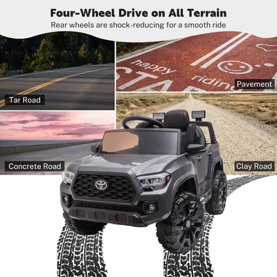 Ride on Cars for Boys, Licensed Toyota Tacoma 12V Electric Ride on Cars with Remote Control, Gray Motorized Vehicles Ride on Truck with Headlights/Music Player for 3 to 5 YO, LLL3200