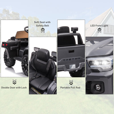 Ride On Kids Truck Car, Segmart Licensed Toyota Tacoma 12 Volt Electric 4 Trie Vehicle with Remote Control, 2 Speeds, 2 LED Headlights, Brakes and Gas Pedal, AUX, Black, SS2610