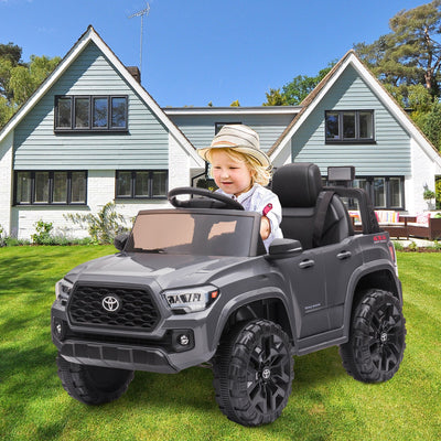 Ride on Cars for Boys, Licensed Toyota Tacoma 12V Electric Ride on Cars with Remote Control, Gray Motorized Vehicles Ride on Truck with Headlights/Music Player for 3 to 5 YO, LLL3200