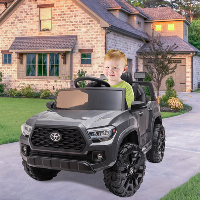 Ride on Cars for Boys, Licensed Toyota Tacoma 12V Electric Ride on Cars with Remote Control, Gray Motorized Vehicles Ride on Truck with Headlights/Music Player for 3 to 5 YO, LLL3200