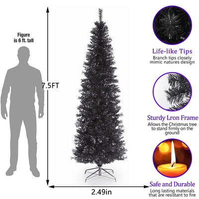 Segmart 7.5Ft Pencil Artificial Christmas Tree, with 1,000 Tips including Solid Metal Legs