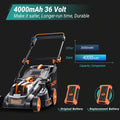 16Inch Lawn Mower, Segmart Home Outdoor Brushless Powered Lawn Mower for small lawns, Multifunction Lawn Mowers with 6 Adjustable Heights, 36V 4AH, 2400sq ft, Black
