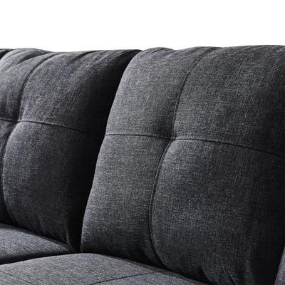 SEGMART Black Mid-Century Sectional Sofa with Chaise Lounge and Storage Ottoman for Living Room, 97.5'' Wide Upholstered Linen Fabric Sectional Sofas with Solid Wood Frame and Cupholder, S5407