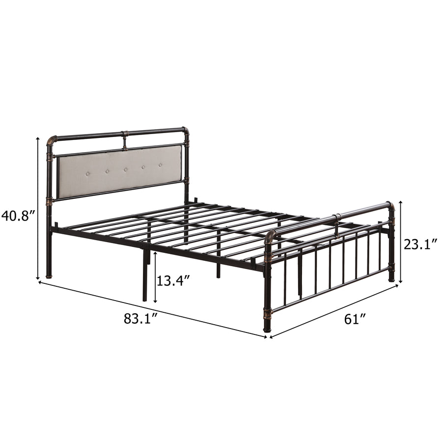 Queen Size Bed Frame with Headboard, Metal Bed Frame with Metal Slat Support, Queen Platform Bed Frame for Adults Kids, Queen Bed Frame No Box Spring Needed, 83"Lx61"Wx40.83"H, Max Hold 661LBS, L