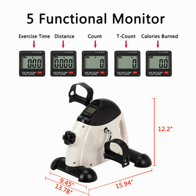 Mini Pedal Exercise Bike, Portable Mini Pedal Exerciser for Legs and Arms, Indoor Under Desk Cycle Pedal Bike with LCD Display, Adjustable Resistance, Home Use Feet Trainer Exercise Equipment, L6386