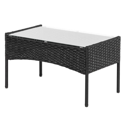 Wicker Chair Set, Upgrade 4 Piece Outdoor Patio Furniture Set with Wicker Chairs, Loveseat & Glass Coffee Table, Modern Rattan Conversation Set Wicker Patio Set for Yard, Porch, Poolside, LLL1718