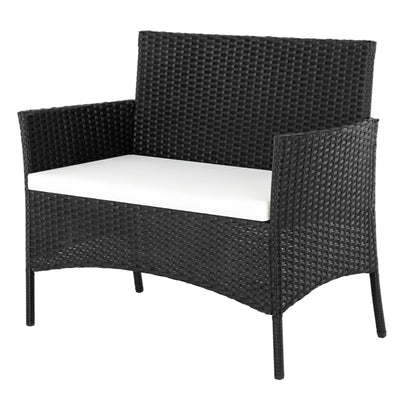 Wicker Chair Set, Upgrade 4 Piece Outdoor Patio Furniture Set with Wicker Chairs, Loveseat & Glass Coffee Table, Modern Rattan Conversation Set Wicker Patio Set for Yard, Porch, Poolside, LLL1718