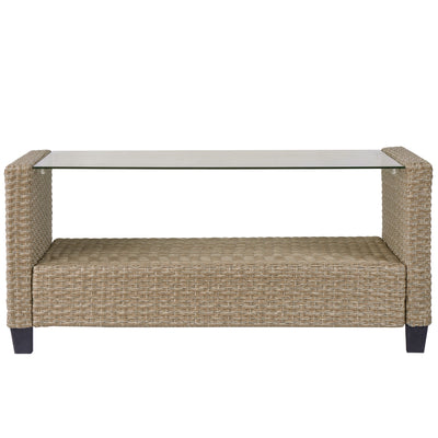 4-Piece Patio Conversation Sets, 2022 Upgrade All-Weather Wicker Patio Furniture Set w/Seat Cushions & Tempered Glass Coffee Table, Outdoor Patio Sets for Porch Poolside Backyard Garden, 330lbs, S1498