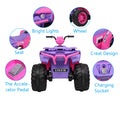 Kids ATV Quad Ride-On Car Toy, Rechargeable 12V Ride on Cars, Electric Battery-Powered ATV Ride On Car Toy, Pink Ride On Toys for Boys Girls Ages 3-5, 2 Speeds, LED Lights, MP3 Music, L5345