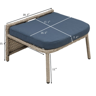 SEGMART 5 Piece Modular Sectional Wicker Set for Backyard, Resistant Elegance Conversation Furniture with Removable Cushions, 2 Ottomans, Tempered Glass Table, 330lbs, Beige Cushions, S6039