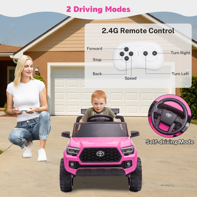 Ride On Kids Truck Car, Segmart Licensed Toyota Tacoma 12 Volt Electric 4 Tries Vehicle with Remote Control, 2 Speeds, 2 LED Headlights, Brakes and Gas Pedal, AUX, Grey, SS2650