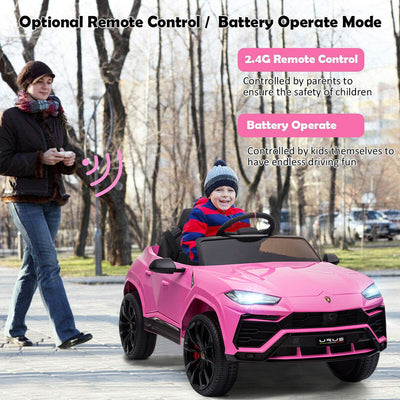 Electric Cars for Kids to Ride, 12V Realistic Lamborghini Kid Electric Ride on Car with Remote Control and MP3 Player, Kids Electric Vehicle with LED Light, Radio, Birthday Gift for Kids, Pink, S7816