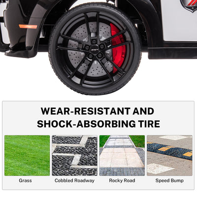 Ride On Toys Kids Police Car, 12V Battery Powered Electric Police Truck with Remote Control, LED Siren Flashing Light, Spring Suspension, Music, Horn, SUV Vehicle Gift for Children, Black, S1758