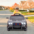 Ride On Toys Kids Police Car, 12V Battery Powered Electric Police Truck with Remote Control, LED Siren Flashing Light, Spring Suspension, Music, Horn, SUV Vehicle Gift for Children, Black, S1758