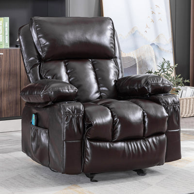 Recliner Chair for Psychotherapy Room, Single PU Leather Massage Chair with Remote Control, Ergonomic Rocking Function Recliner Lounge w/Padded Seat Backrest, for Home, Living Room, S12571