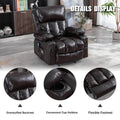 Massage Recliner Sofa with Remote Control, Single PU Leather Ergonomic Recliner Chaise Chair w/Rocking Function and Side Pocket, for Home, Lounge, Psychotherapy Room, S12570