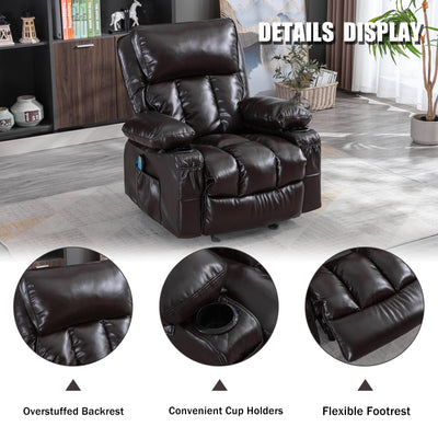 Recliner Chair for Psychotherapy Room, Single PU Leather Massage Chair with Remote Control, Ergonomic Rocking Function Recliner Lounge w/Padded Seat Backrest, for Home, Living Room, S12571