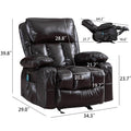 Massage Recliner Sofa with Remote Control, Single PU Leather Ergonomic Recliner Chaise Chair w/Rocking Function and Side Pocket, for Home, Lounge, Psychotherapy Room, S12550