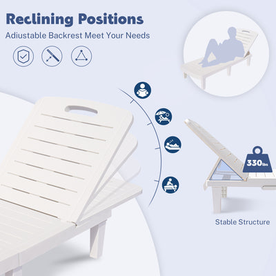 Segmart Patio Chaise Lounge Furniture Set, Single Pool Reclining Chaise Chairs Set with Side Table, 5-Level Angles Adjust Backrest Outdoor Lounge, White, SS2122