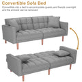 SEGMART 76'' Sofa Bed with 2 Pillows, Recliner Couch with 5 Solid Wooden Legs, Light Grey, SS386
