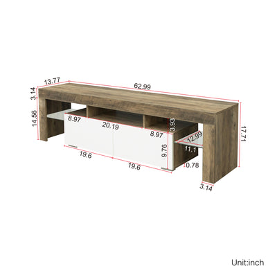 Television Stands for TVs up to 70'', Modern Gloss Entertainment Center with LED Lights, Media Console Table Storage Desk with 2 Drawers and Open Shelves for Up to 70 Inch TV, Gray Walne, S9816