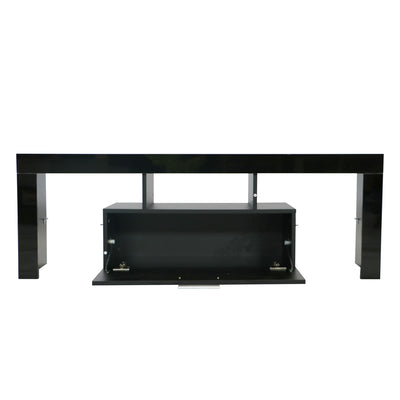 TV Console Table with Storage, SEGMART Modern Black TV Stand with LED Lights, High Gloss TV Console Cabinet with Drawers, Home Media Entertainment Center for Living Room, 51"x13.7"x17.7", LL284