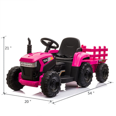 Power Tries Kids Ride on Car Toy, SEGMART 12V Ride-On Agricultural Vehicle with Trailer, Boys & Girls Kid Tractor with Charger, 2 Speeds, Music, Birthday Gift for 1-5 Boys & Girls, Red, SS026