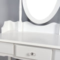 Makeup Vanity Table with Mirror for Teen Girls, Wood Accent Makeup Vanity Set with Drawers & Stool, White, S9204