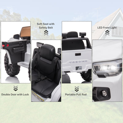 Ride On Kids Truck Car, Segmart Licensed Toyota Tacoma 12 Volt Electric 4 Tries Vehicle with Remote Control, 2 Speeds, 2 LED Headlights, Brakes and Gas Pedal, AUX, Grey, SS2650