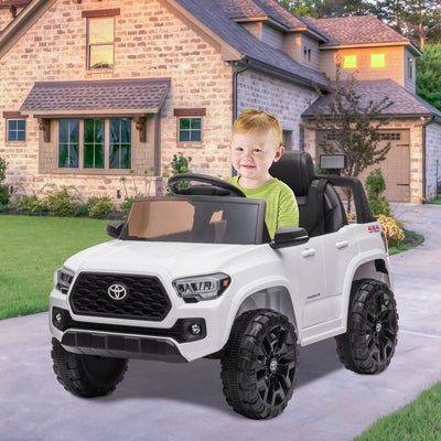 Ride On Kids Truck Car, Segmart Licensed Toyota Tacoma 12 Volt Electric 4 Trie Vehicle with Remote Control, 2 Speeds, 2 LED Headlights, Brakes and Gas Pedal, AUX, Black, SS2610