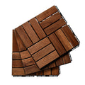Segmart Deck Tiles, 12"x12" (10 Pack) Patio Pavers Solid Wood Outdoor Flooring Interlocking Patio Tiles, Striped Pattern Decking, Waterproof Balcony Flooring, Natural Color, SS2022