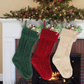 Segmart 3 Pack 18" Christmas Stockings Large Hanging Knit Xmas Stockings Decoration, Burgundy Emerald Ivory White Berry Fireplace Hanging Stockings for Family Holiday Christmas Décor