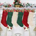 Segmart 3 Pack 18" Christmas Stockings Large Hanging Knit Xmas Stockings Decoration, Burgundy Emerald Ivory White Berry Fireplace Hanging Stockings for Family Holiday Christmas Décor